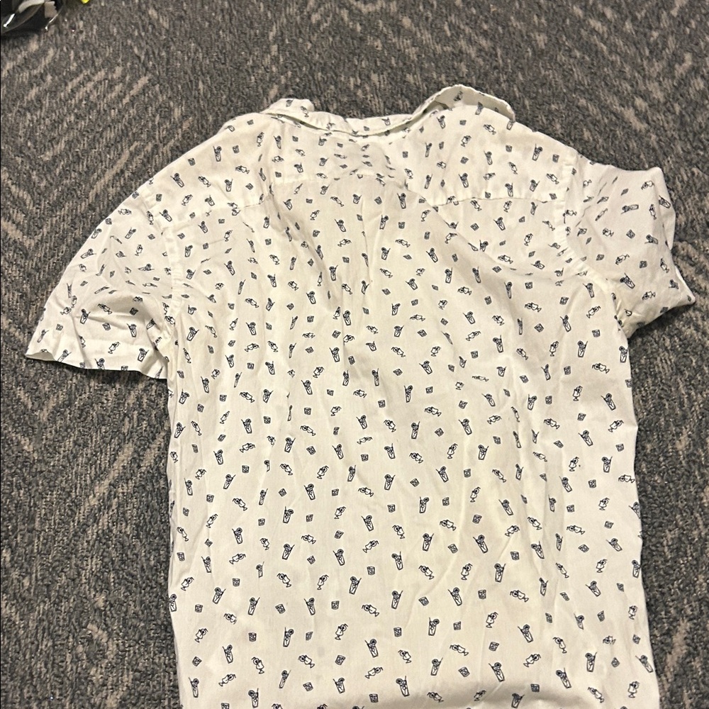Express Cream Patterned Button Down Shirt - Picture 7 of 8